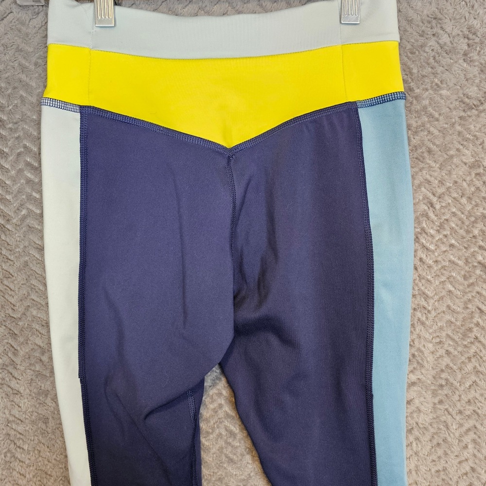Nike Dri-FIT Womens Colorblock Leggings‎ Navy Blue Yellow Athletic Tights Small - Picture 8 of 11